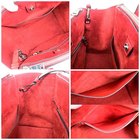 PRADA Logo 2Way Shoulder Hand Bag Glace Calf Leather Red Fuoco SHW Italy - Picture 14 of 14